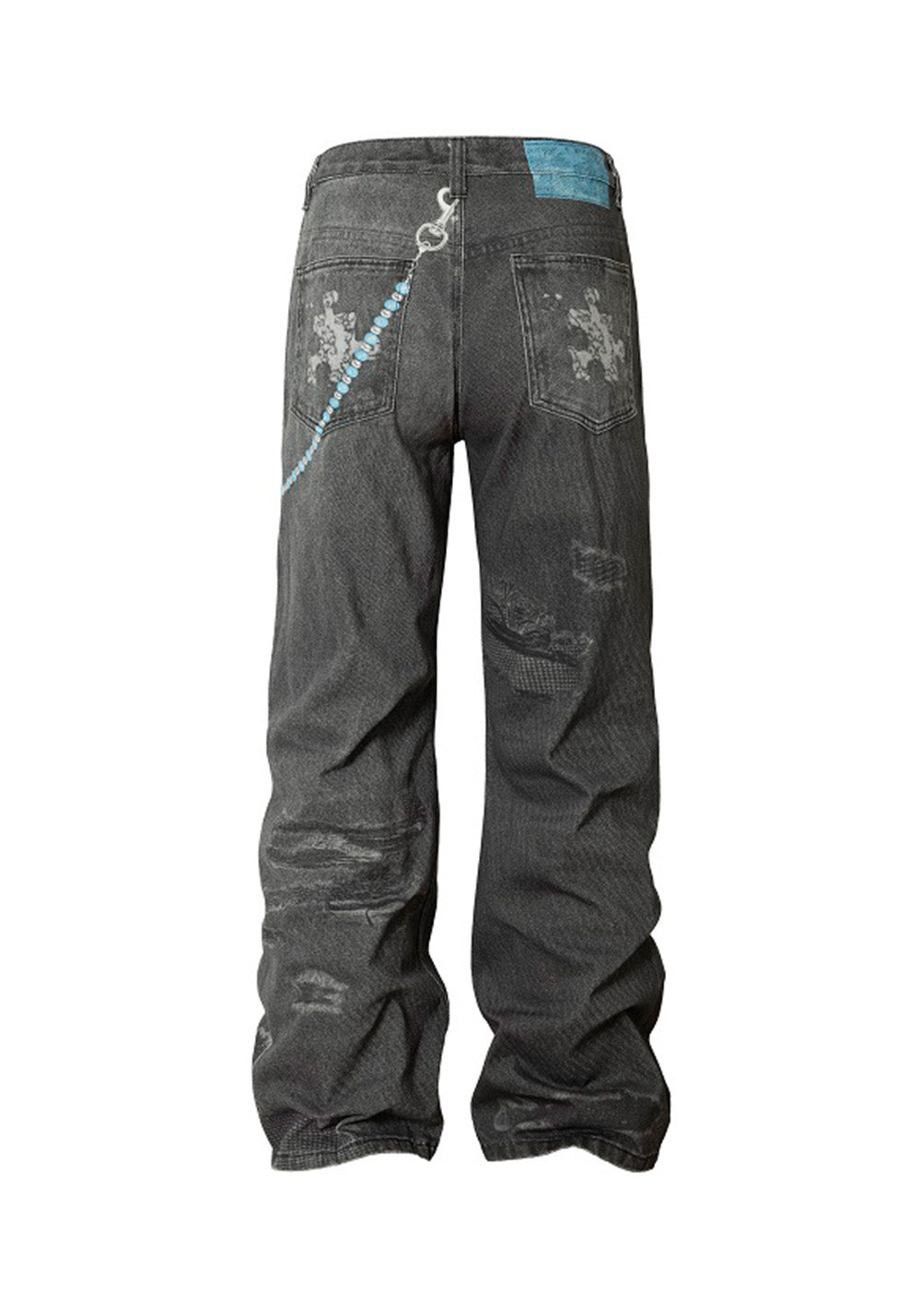 YADcrew丨Chain Embossed Printed Jeans American Street - PSYLOS 1, YADcrew丨Chain Embossed Printed Jeans American Street, Pants, YADcrew•JAPAN, PSYLOS 1